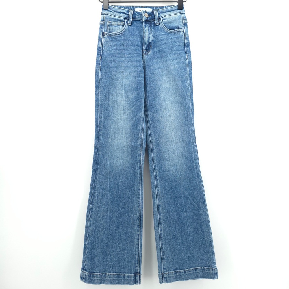 Vervet Willa Flying Monkey Women Jeans 22 Blue High Rise VB3720R Wide Leg Denim